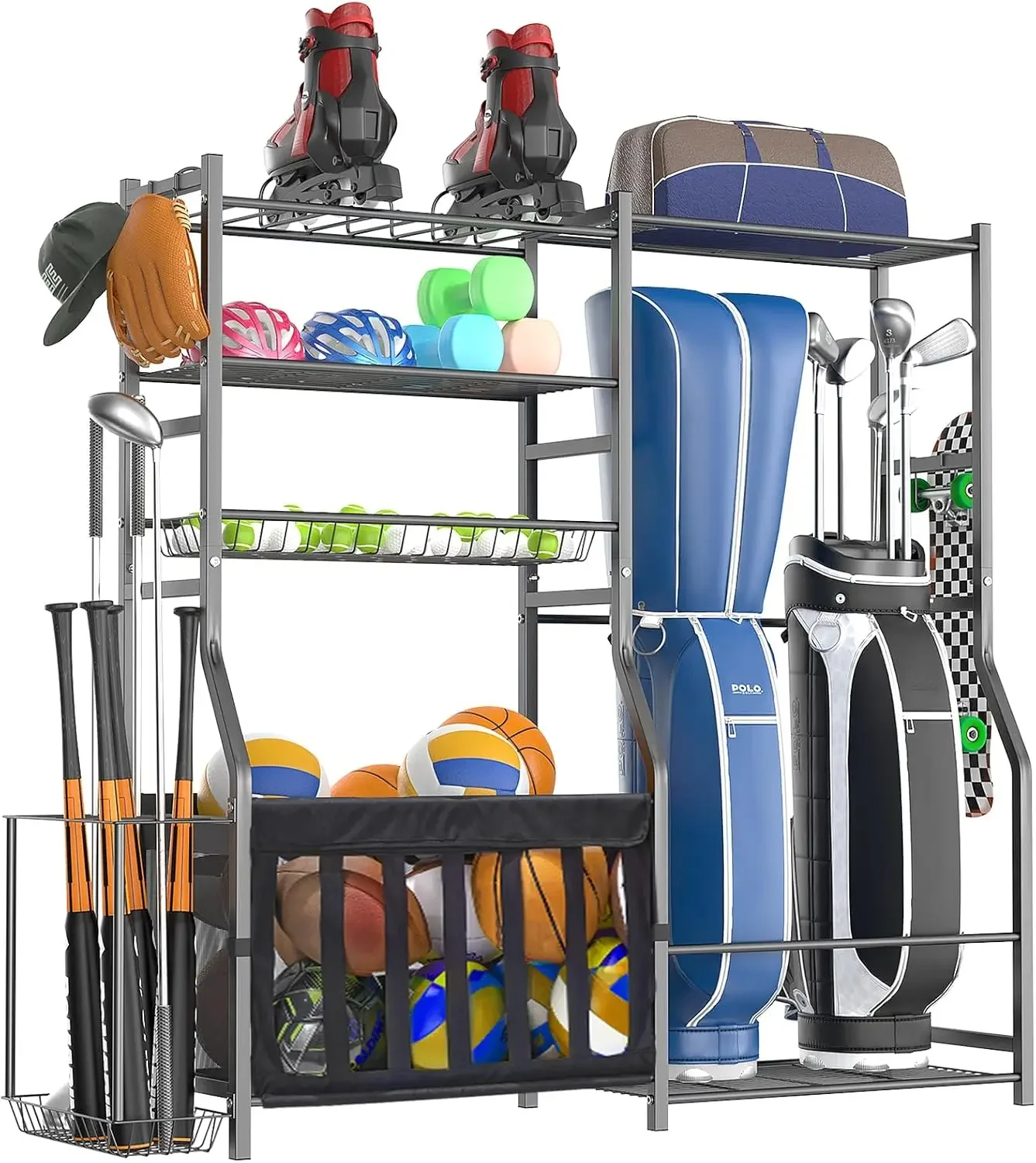 Sports Equipment Garage Storage - Heavy Duty Garage Sports Equipment Organizer