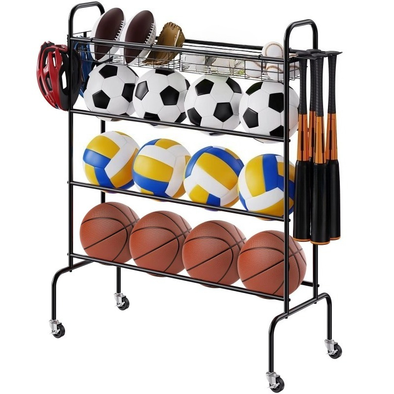 4-layer rolling basketball hoo - Sports Equipment Garage Storage recension och pris