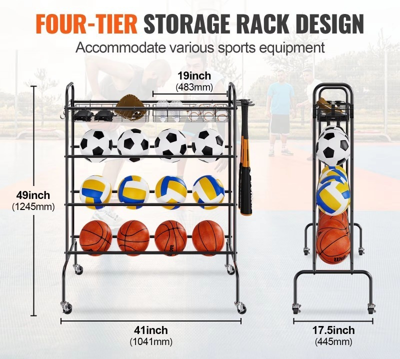 4-layer rolling basketball hoo - Sports Equipment Garage Storage recension och pris