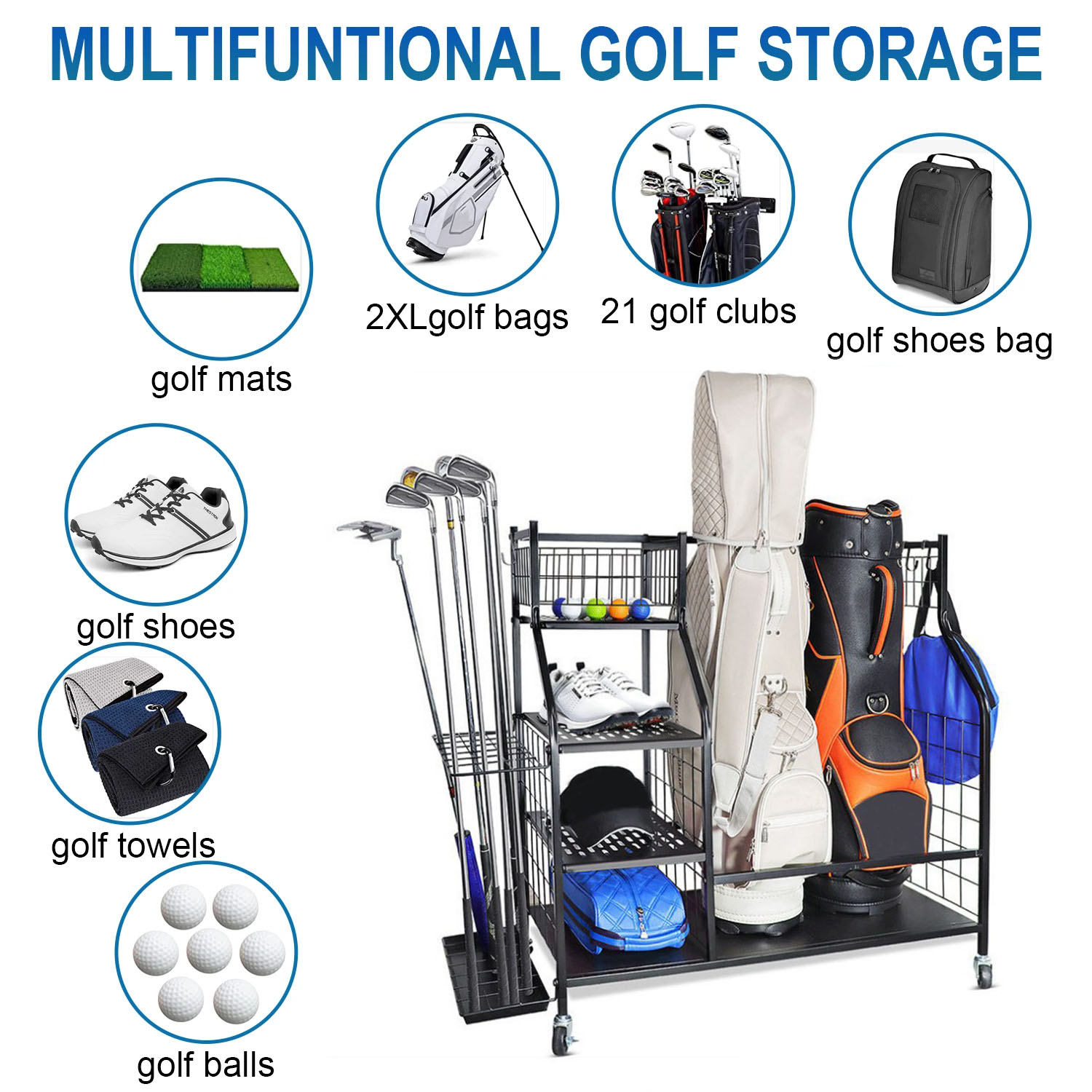 Golf Bag Storage Garage Organi - Sports Equipment Garage Storage recension och pris