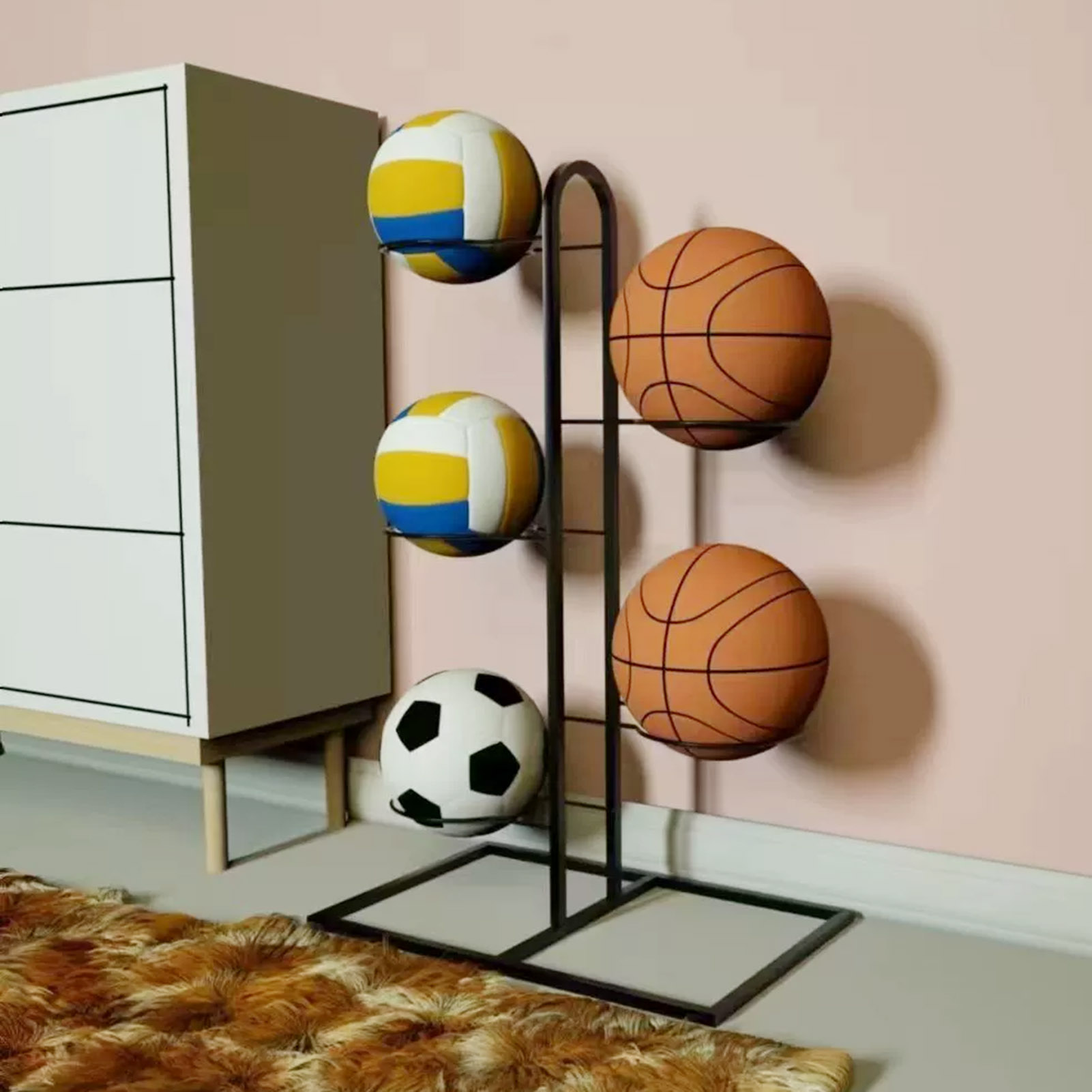Foldable Basketball Rack Multi - Sports Equipment Garage Storage recension och pris