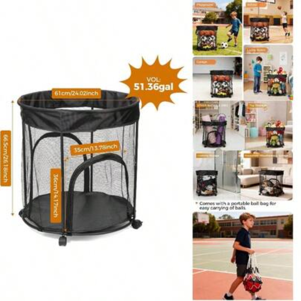 51.36 Gallon Ball Storage Cart - Sports Equipment Garage Storage recension och pris