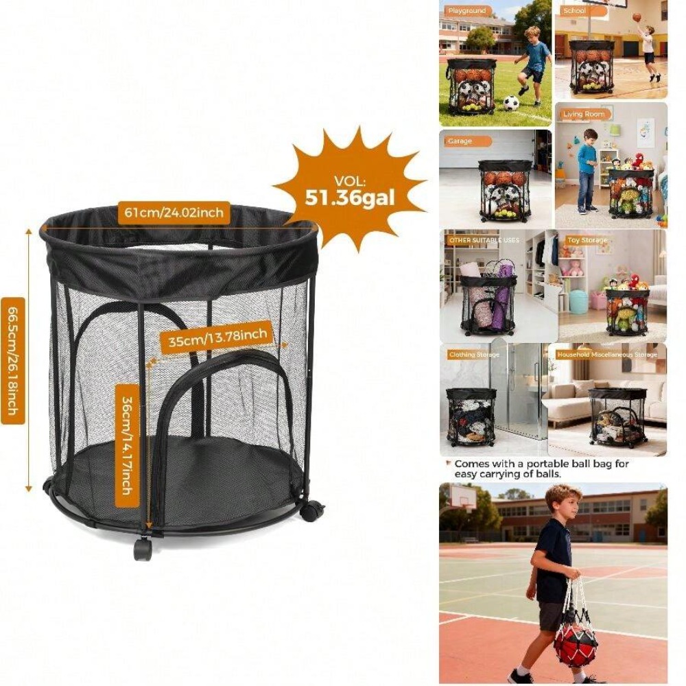 51.36 Gallon Ball Storage Cart - Sports Equipment Garage Storage recension och pris